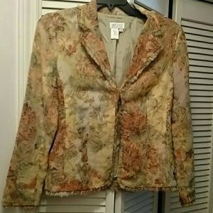 Coldwater Creek Unique Floral Fringe Blazer
